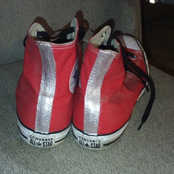 Converse Red Canvas High-Tops with Black Laces - Picture 4 of 8